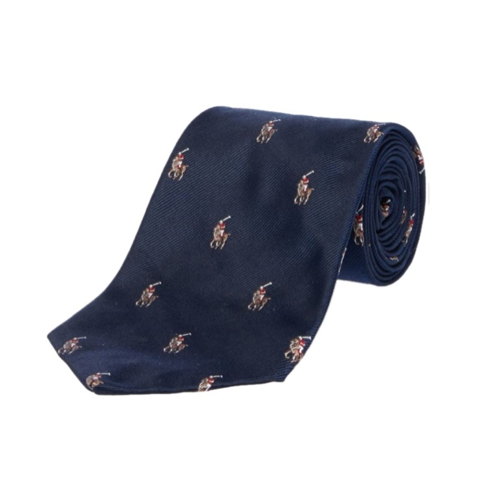 Polo by Ralph Lauren 100% Silk All Over Print Polo Player Tie Handmade in Italy